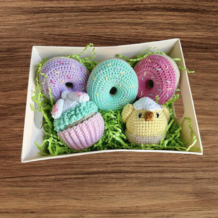 Easter gift basket of crochet treats
