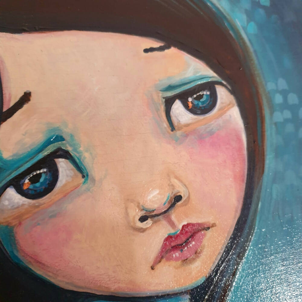 Call and i will come, painting, bird, girl , crown