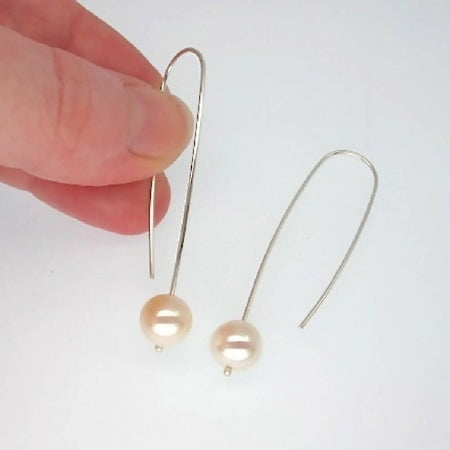 White fresh water pearls and sterling silver earrings