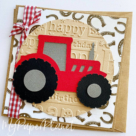 Tractor Birthday card, red or green. Blank greeting card.