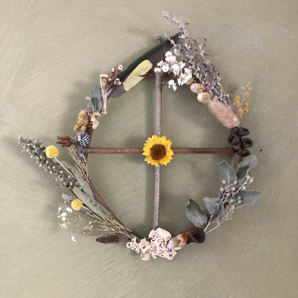 Wreath ~ Solar/Earth Cross (21cm x 22cm)