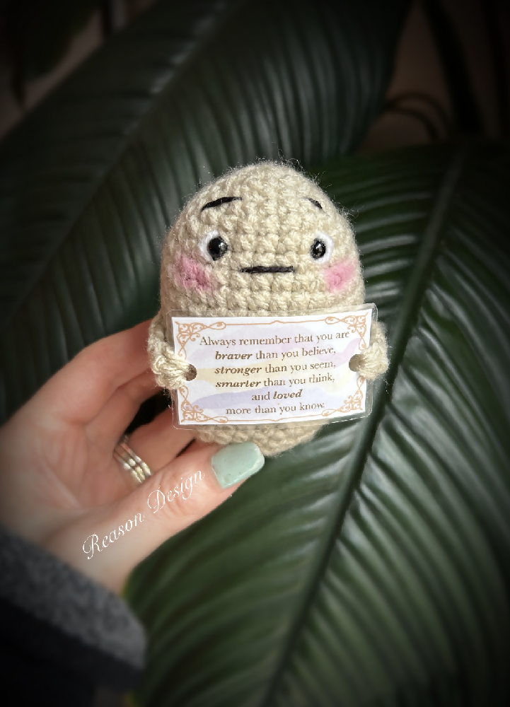 Positive potato plushie crochet gift