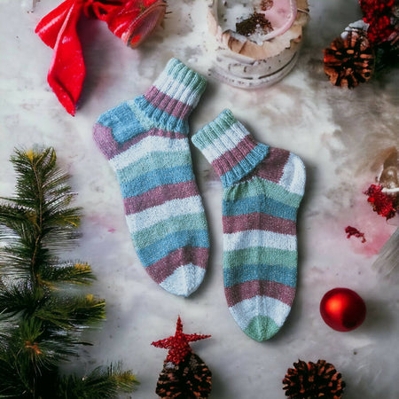 Sparkles Bobbysoxers - Handknit Adult Christmas Socks