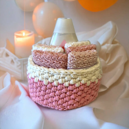 Handmade Pink Crochet Baby Basket