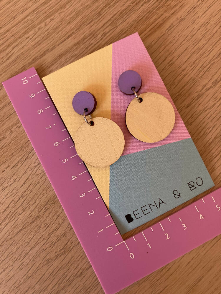 Lemon / lilac top earrings