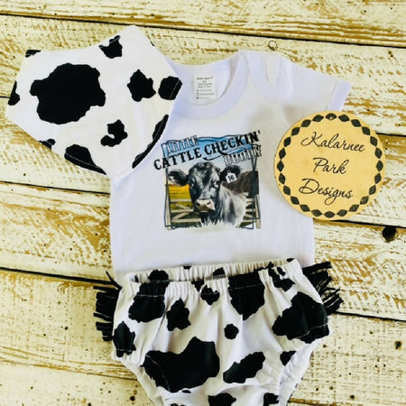 “Little Cattle Checkin' Budddy” Onesie Set Baby Boy or Girl
