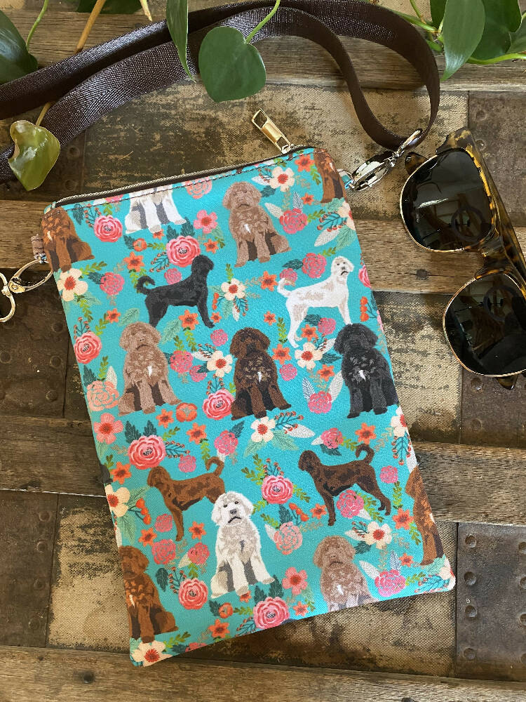 Mini & Small Crossbody Bag - Labradoodle/Dk. Brown Faux Leather