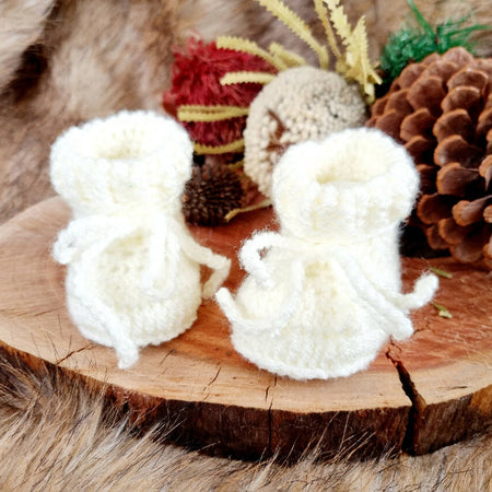 Baby Booties | Newborn | Cream/Off White | Crochet | Knit | Shoes | Socks