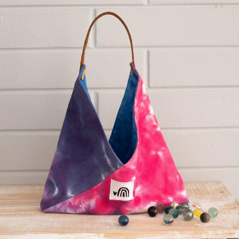 Small Japanese style Bento Bag/Origami Bag, Purple/Fuchsia