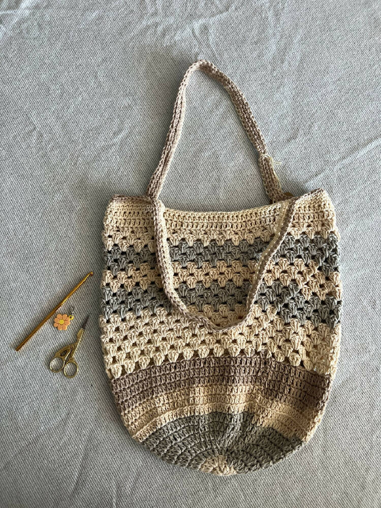 Handmade Crochet Bag | Cotton Yarn | Beige | The Creative Quail