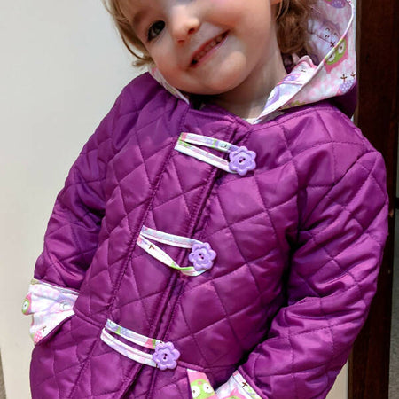 Quilted Duffle Coat, Purple, Sizes 2, 3