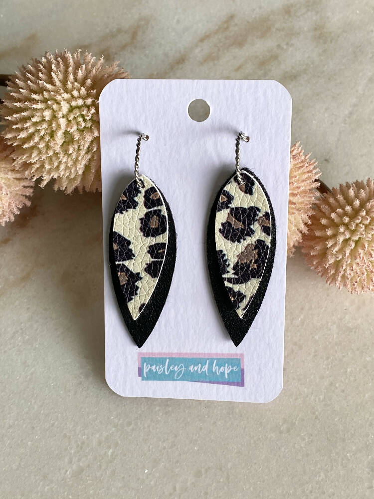 Faux Leather Dangle - Leopard