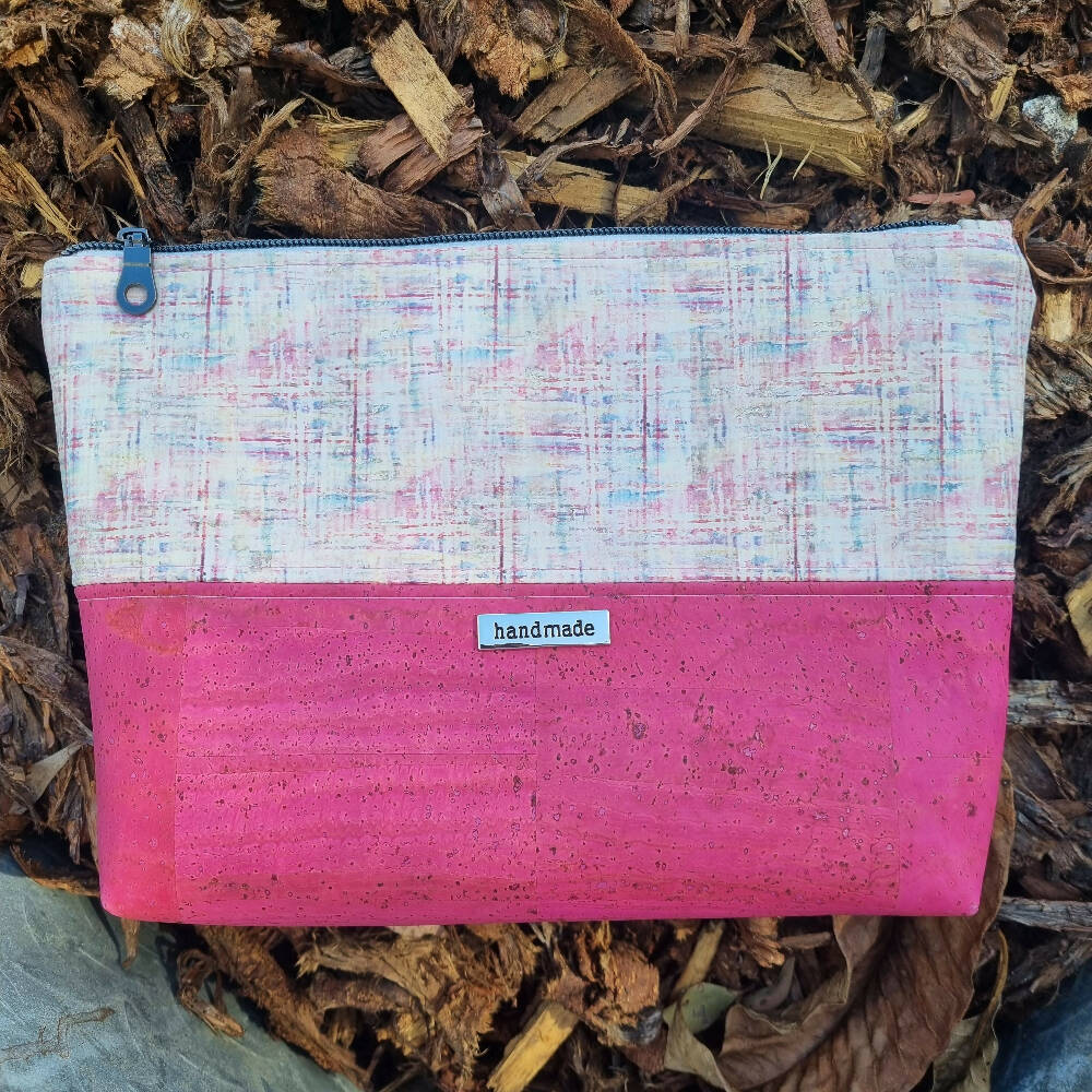Cork Toiletry Bag Floral with Zip Tabs