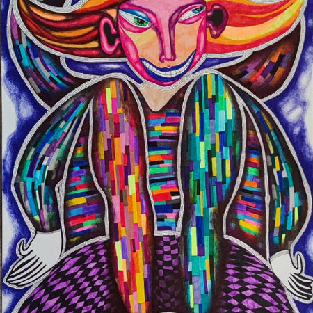 Smile for me - Original A3 colourful drawing