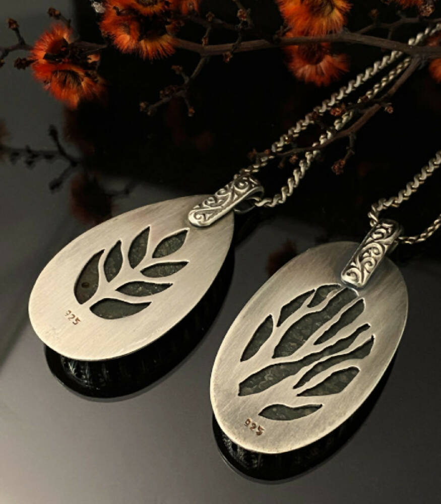 Sterling Silver Pyrite Teardrop Gothic Bezel Pendant