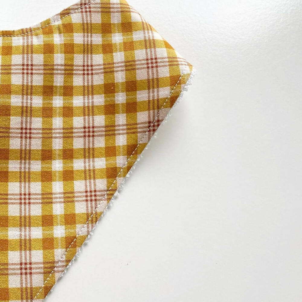 Mustard tartan bandana bib