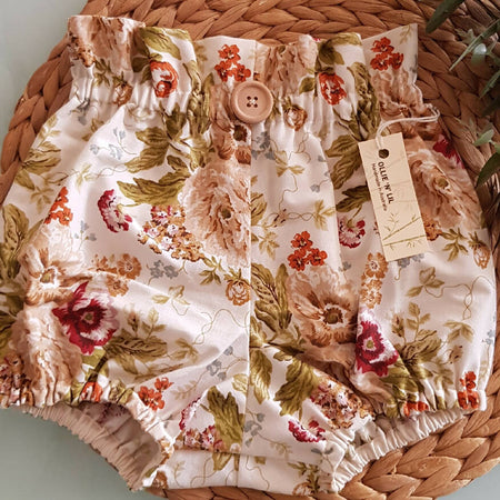 Girls Floral Christmas Britches / Bloomers - Neutrals