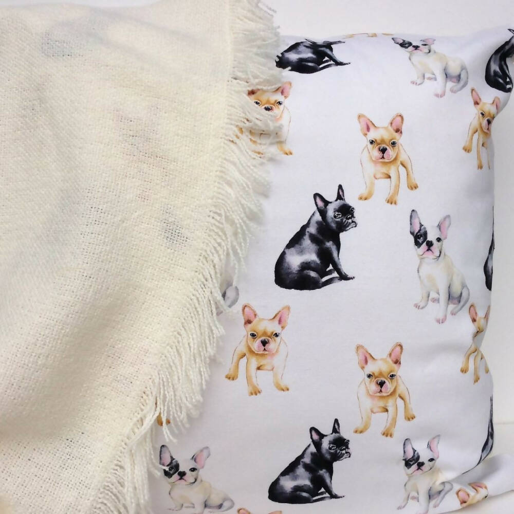 Dog print cushion cover-French bulldog-children's decor