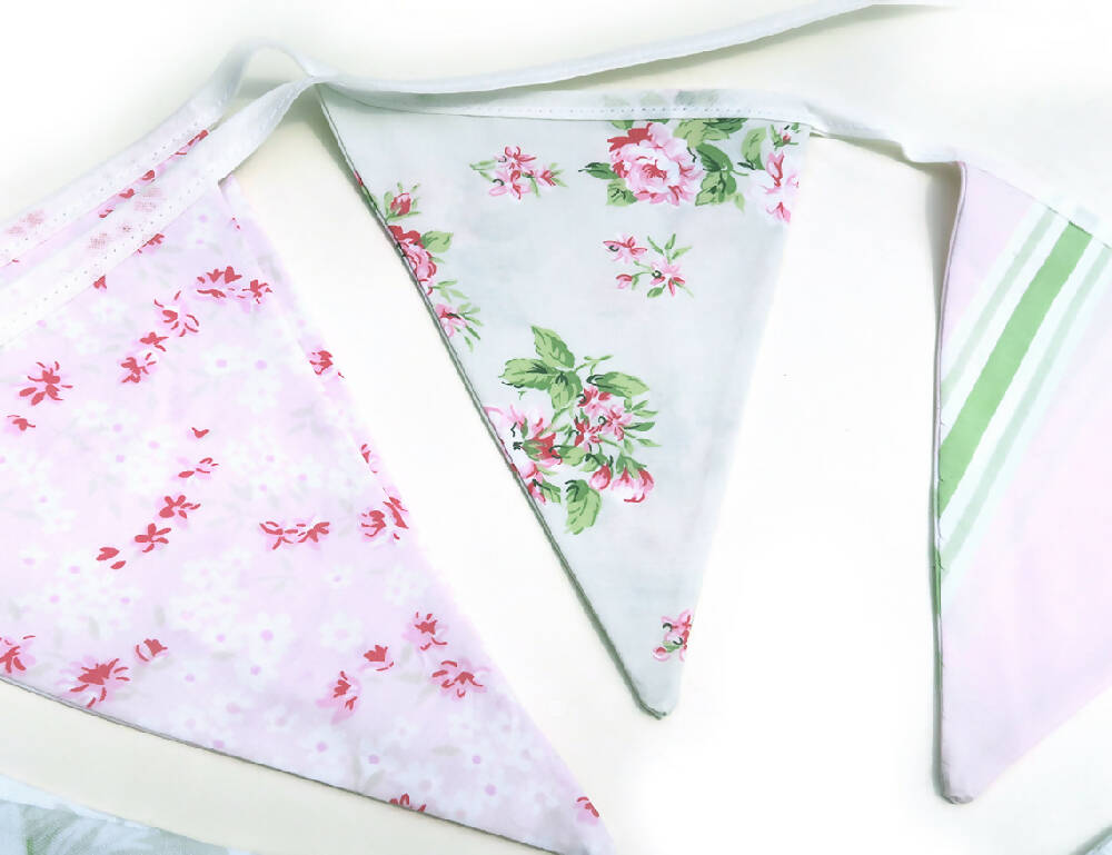 mint green & pink country bunting 1a