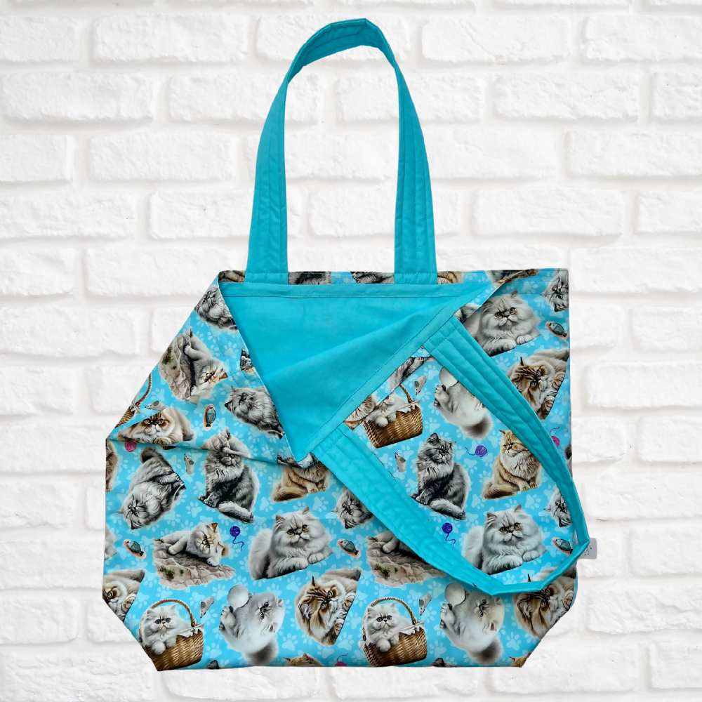 Grocery Tote ... Lined with storage pouch ... Persian Cat
