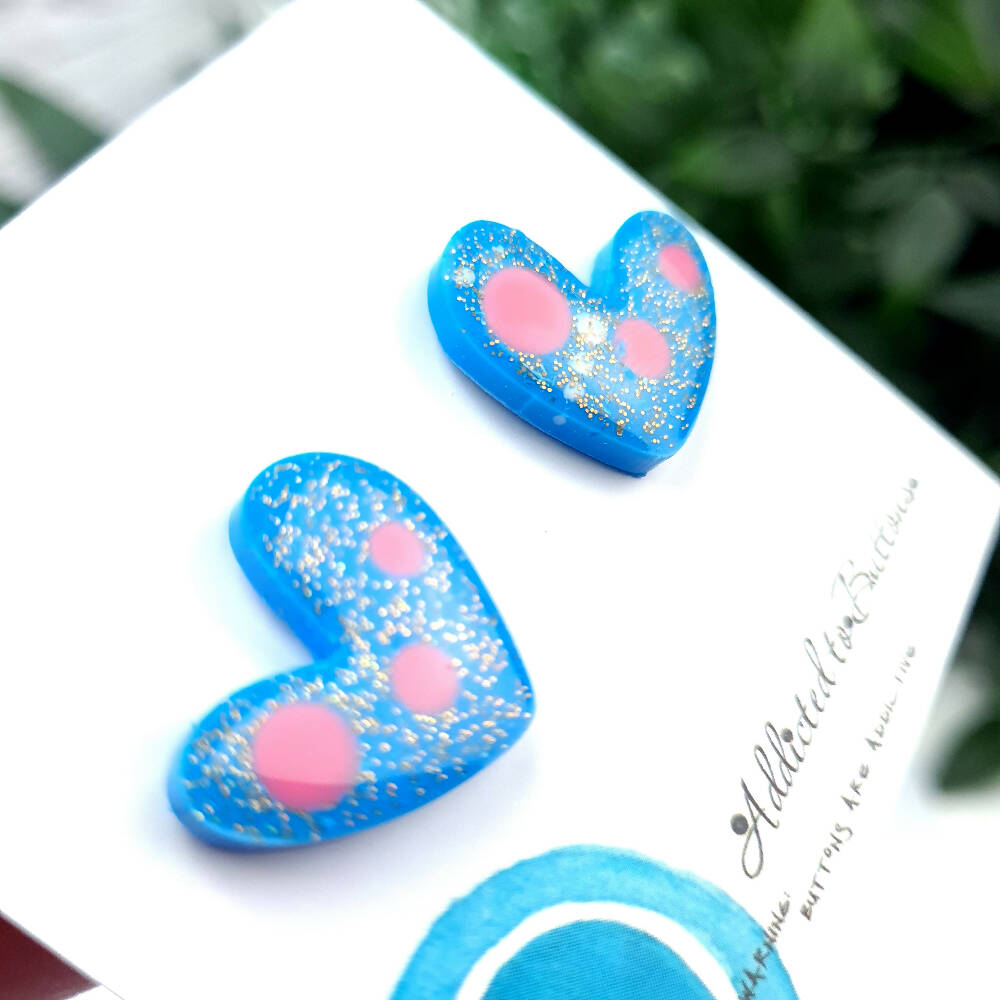 Stud Earrings Holly Hearts Blue Pink A2B (1)