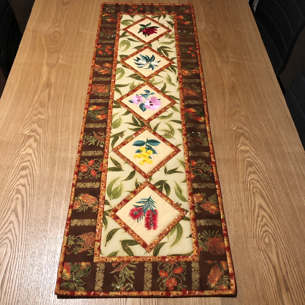 table runner handmade Australian native wildflowers
