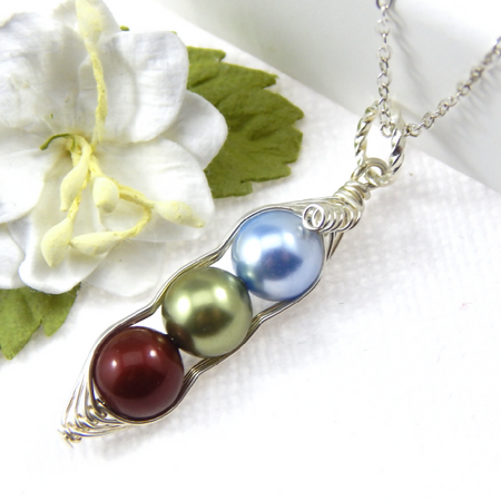 Three Peas In A Pod Personalized Birthstone Necklace Fitted Style