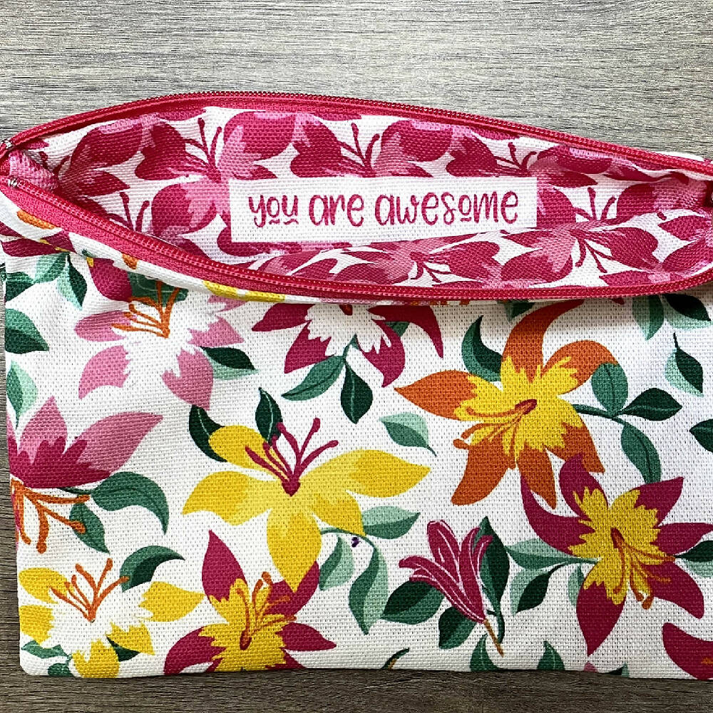 zp-027-Colourful-Lillies-on-white-Zipper-Pouch-H