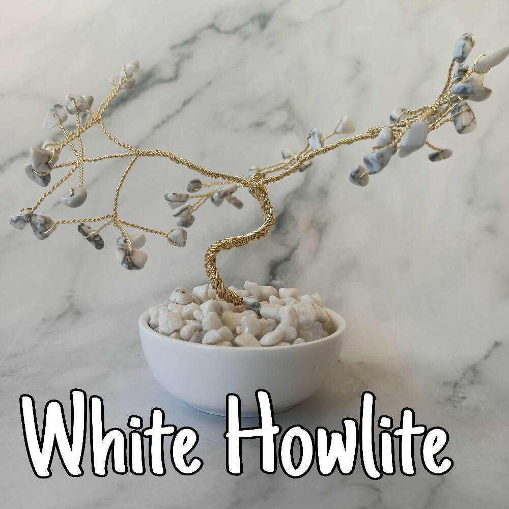White Howlite Mini Gem Tree already made
