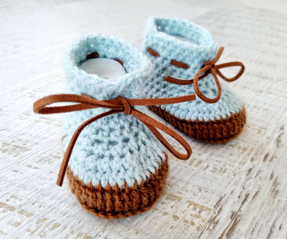 Baby Booties Duck Egg Blue Newborn Crochet Knit Shoes Socks