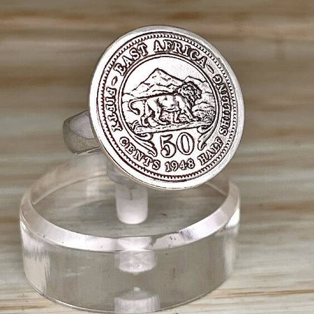 1948 East Africa Half Shilling Coin Ring.