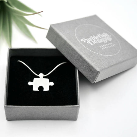 Puzzle - Handmade Sterling Silver Jigsaw Pendant with Snake Chain