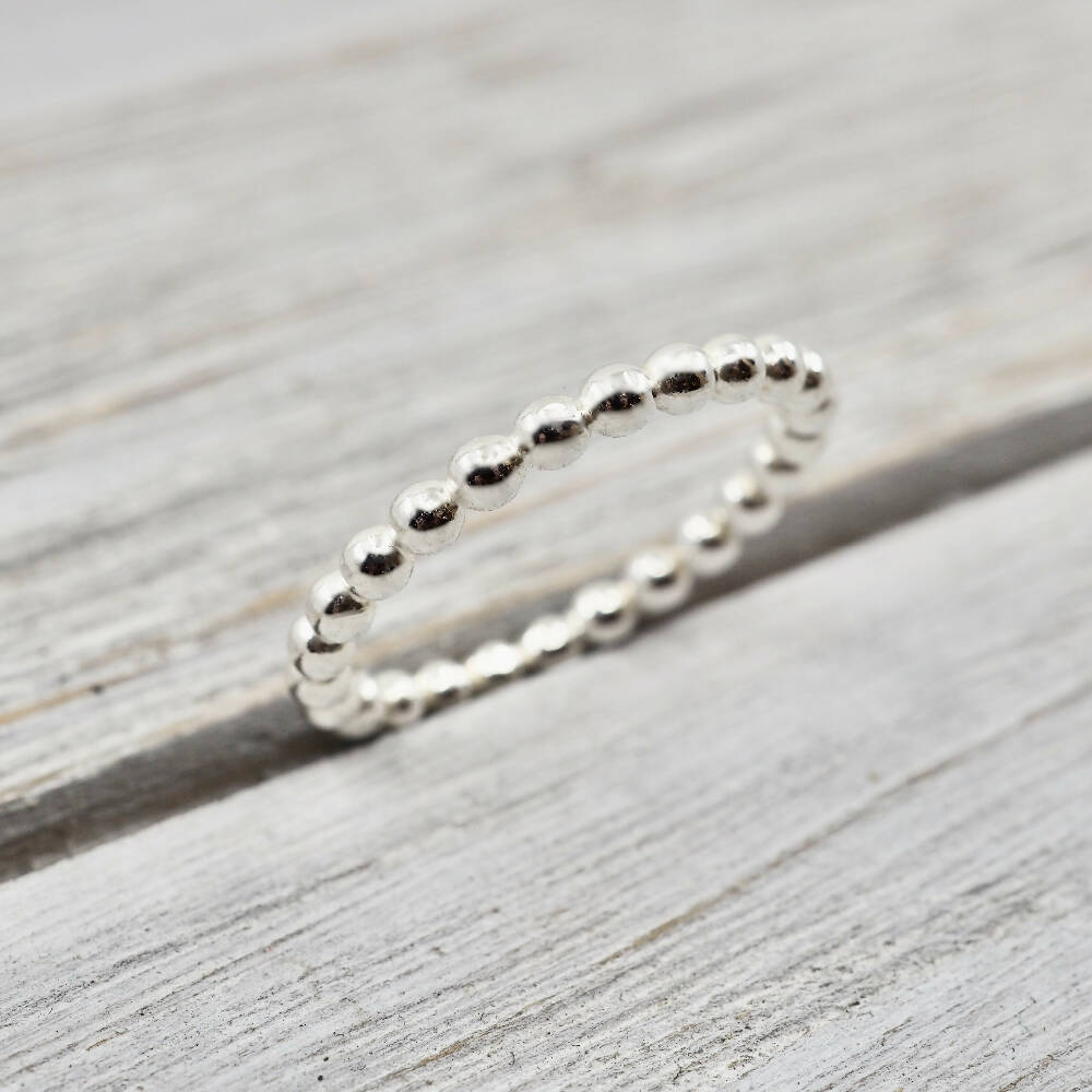 Hammered sterling silver ring | 2mm silver ring | Handmade silver jewellery | Stacking ring