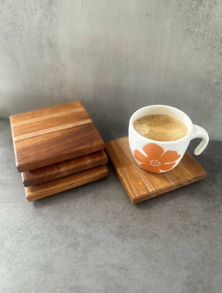 Rosewood and Oak Coasters - Set of Four