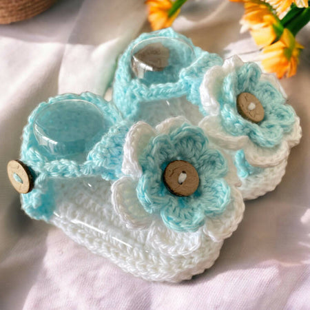 Crochet Flower baby sandals, Australian Cotton sandals