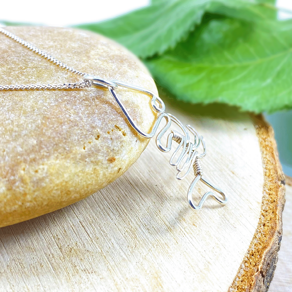 Sterling Silver Necklace with Fish Skeleton