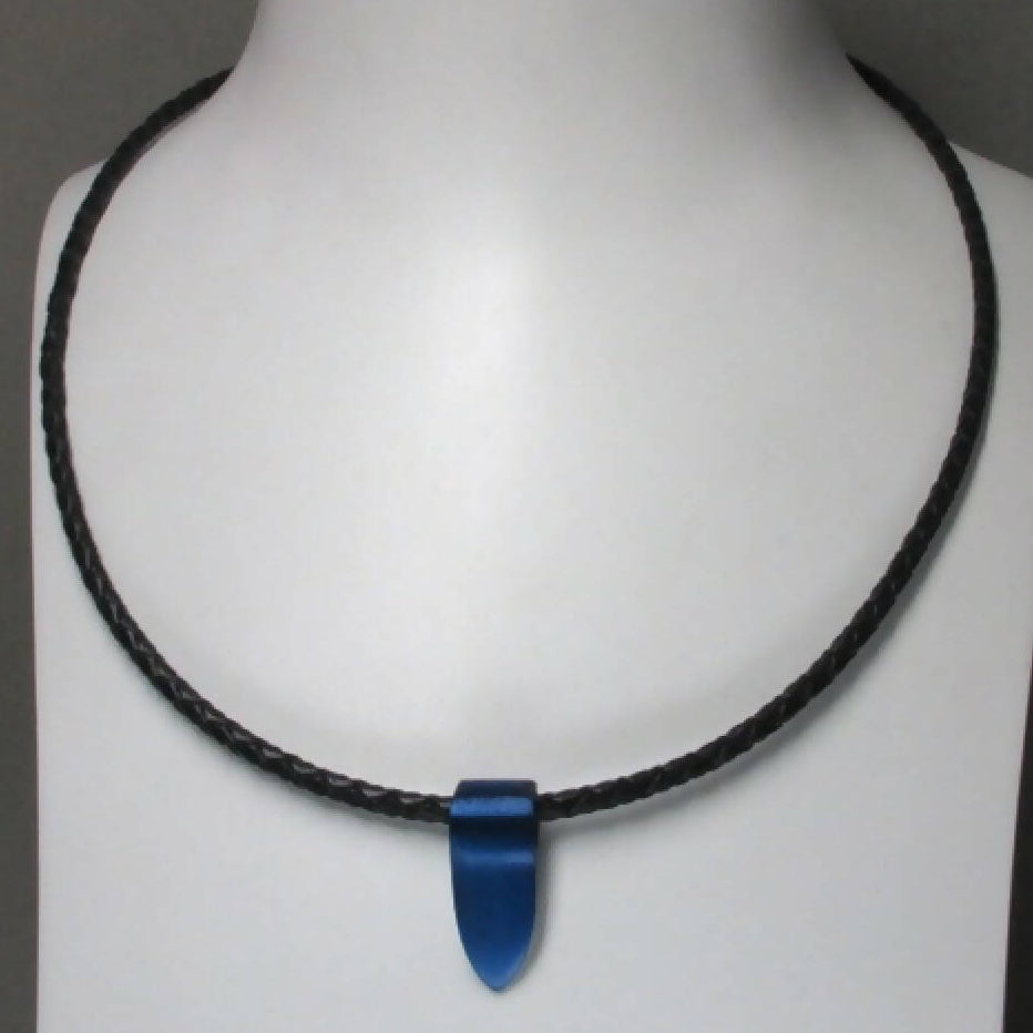 Electric blue anodised aluminium necklace