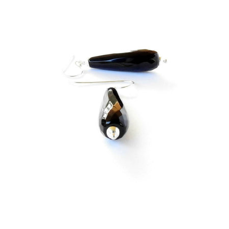 Sterling Silver and Black Onyx Teardrop Earrings