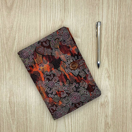 Indigenous Artwork refillable A5 fabric notebook cover gift set - Incl. book and pen.