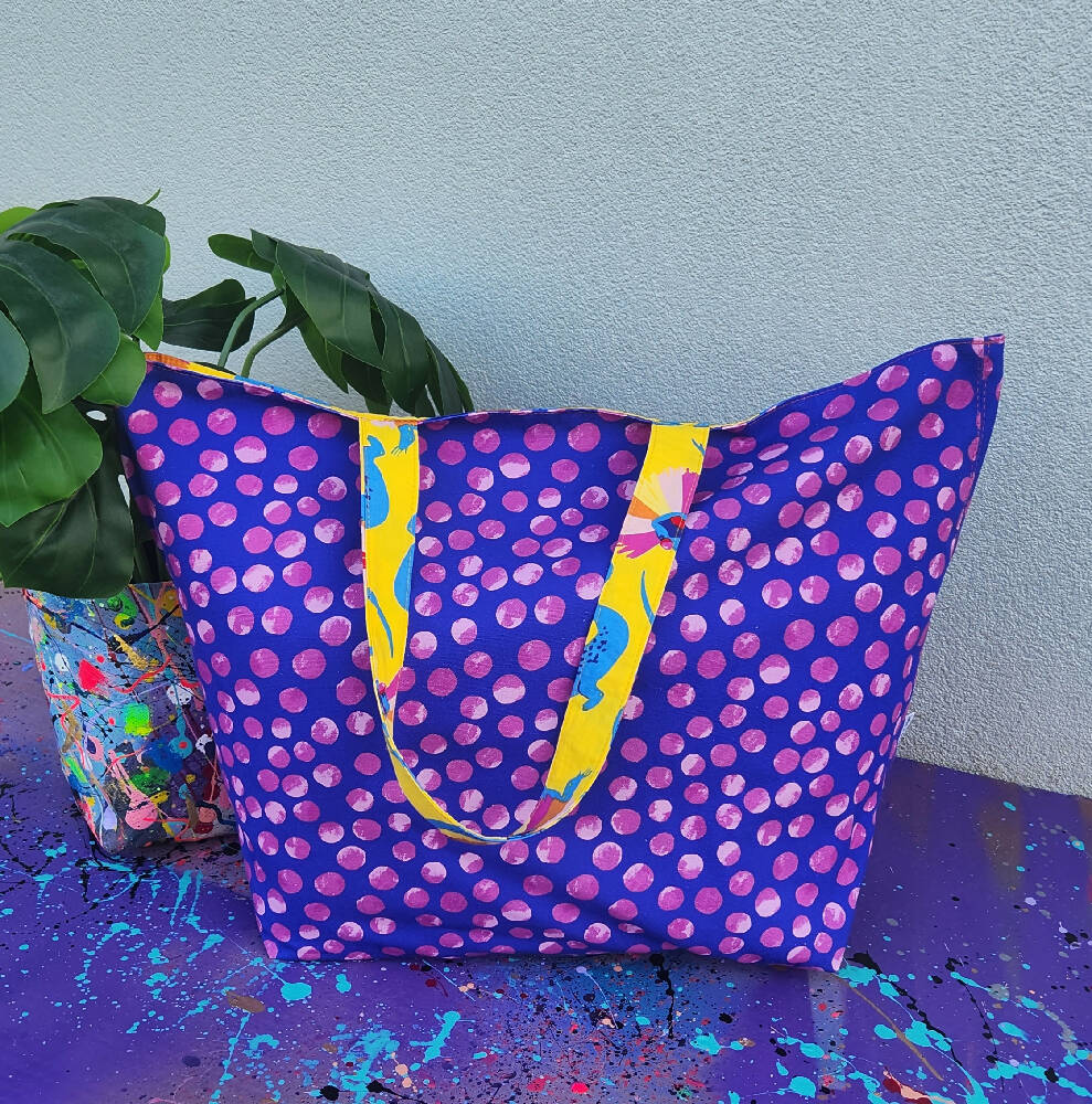 Purple and Pink Spotty McDot Tote Bag