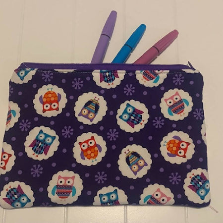 Purple owls pencil case