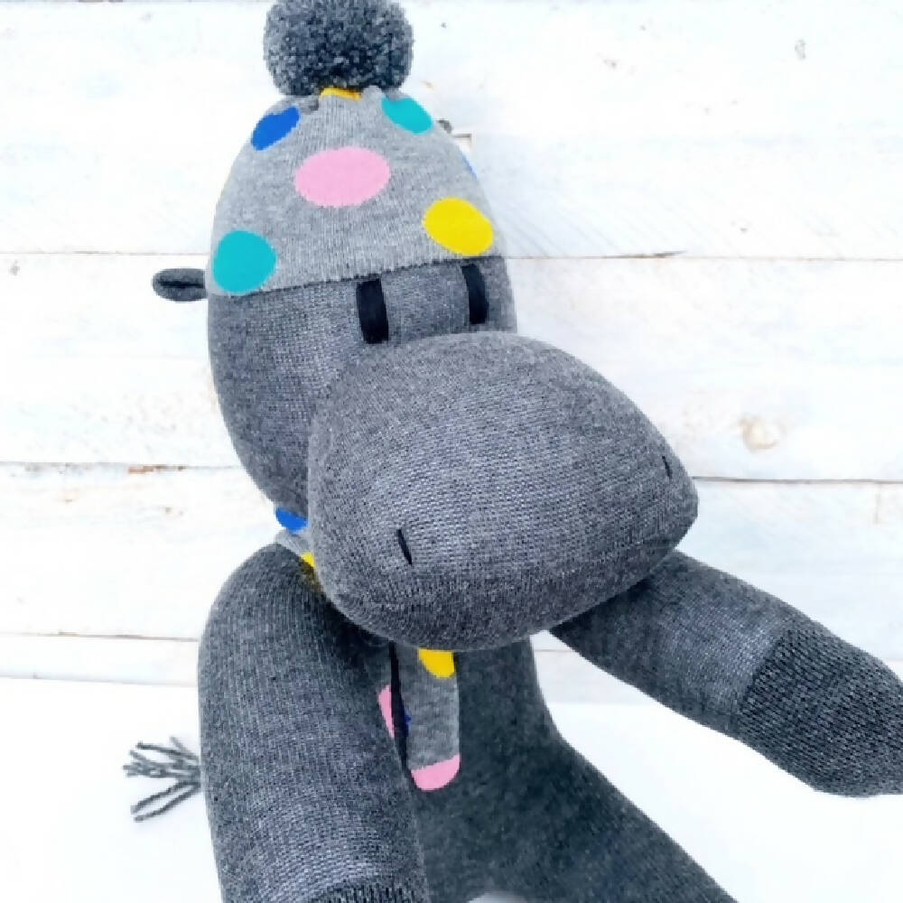 Henley the Sock Hippo - READY TO POST soft toy