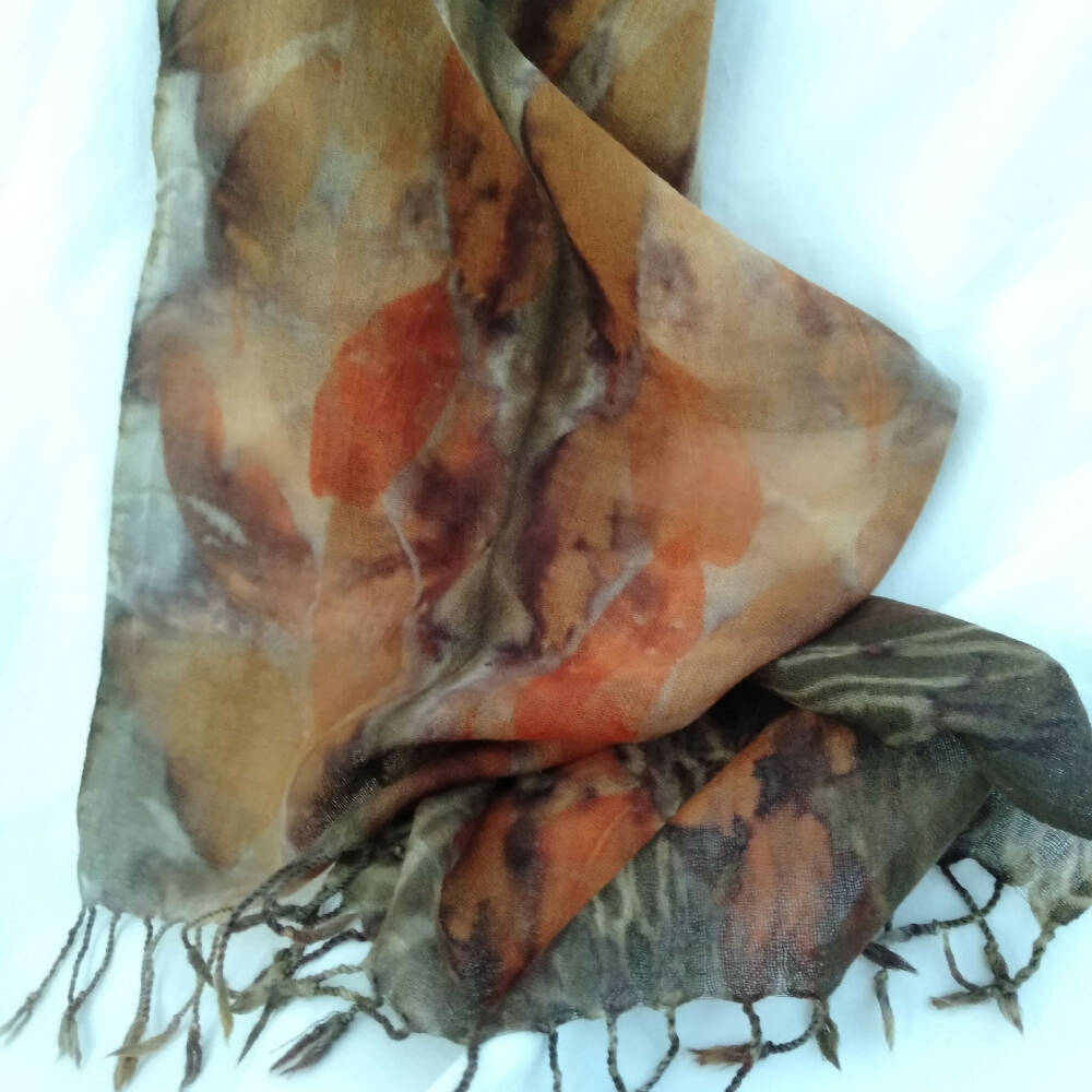 SOLD!...Wool scarf hand printed