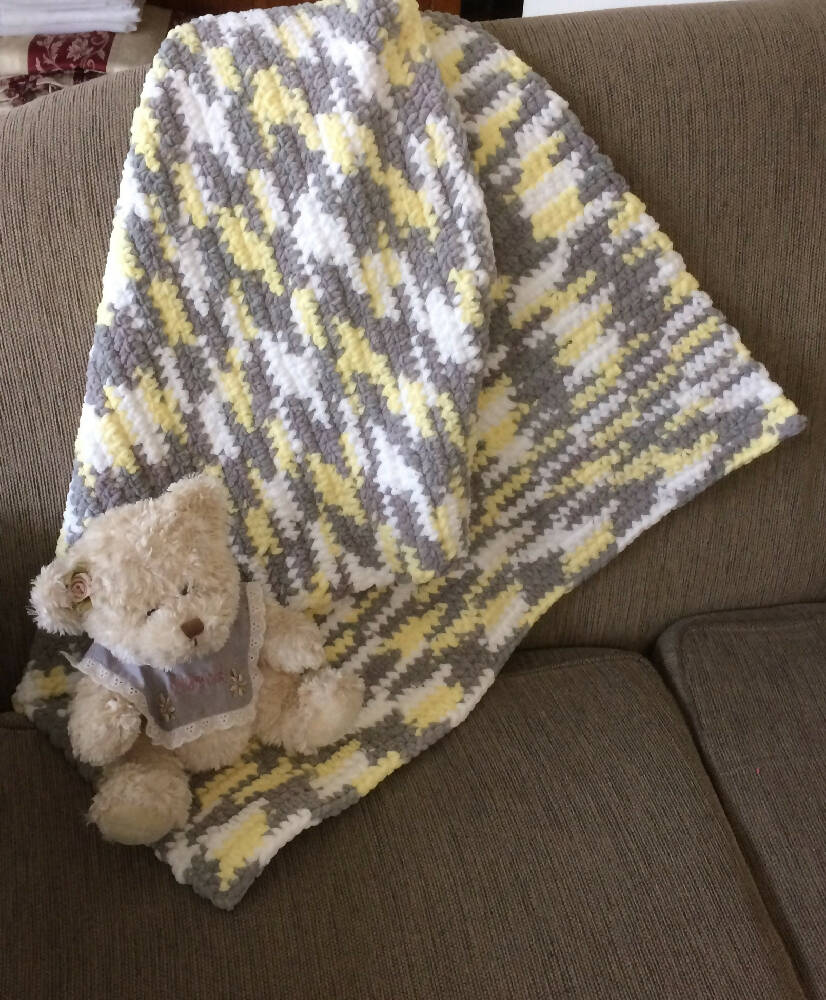 Unisex hand crocheted baby playmat, rug, blanket.