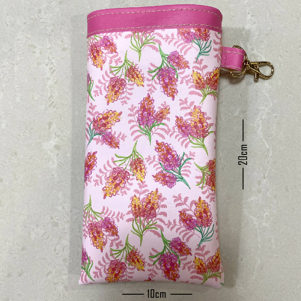 Soft-glasses-case-faux-leather-Australian-Grevillea-Floral-Print-B