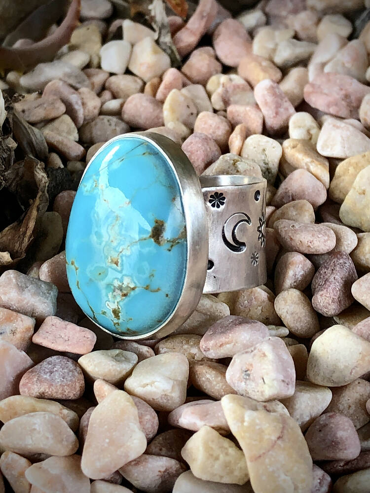 "STARGAZER" White Water Turquoise Ring.