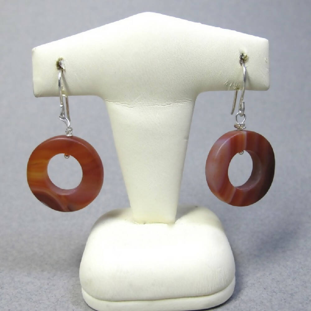 Matte carnelian chain and earring set 3