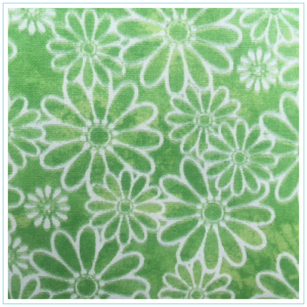 Bright Green Flower Scrunchie - Wide Elastic - 100% Cotton