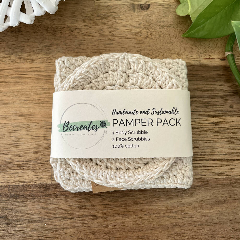 Pamper Pack - Crochet Body & Face scrubbie set - Mustard