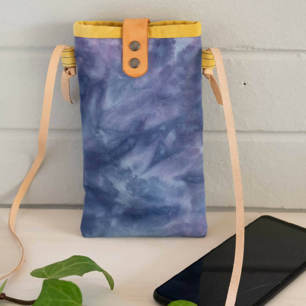 Ice Dyed Phone Carrier/Glasses Case, Blue